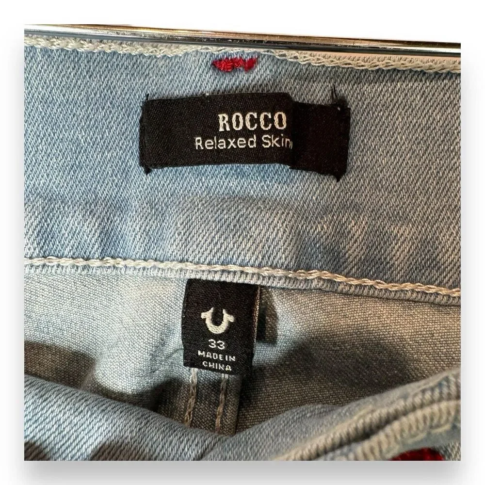 Mens True Religion Rocco Light Wash Relaxed Skinny Denim Shorts - 108085 Size 33